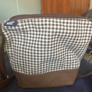 Lands' End Brown and White Checkered Bag
